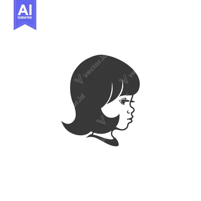 Aset premium populer: Silhouette of a young girl's face in profile