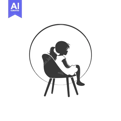 Silhouette of a Young Girl Sitting in a Chair with a Circle Around Her