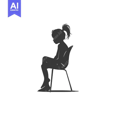 Silhouette of a young girl sitting on a chair
