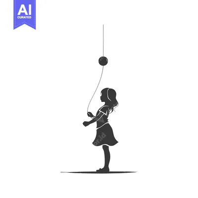 Popular premium asset: Silhouette of a young girl skipping rope