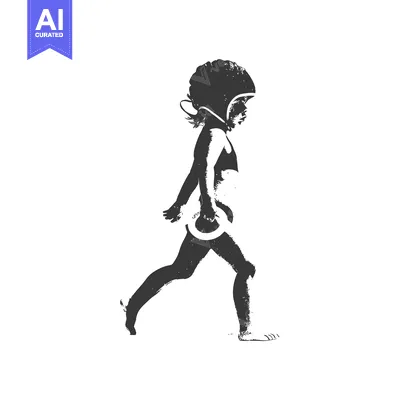 Aset premium populer: Silhouette of a Young Girl Walking with a Pool Ring