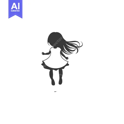 Silhouette of a Young Girl with Flowing Hair