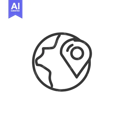 Global Positioning: Minimalist Line Art Icon of Earth with Location Pi