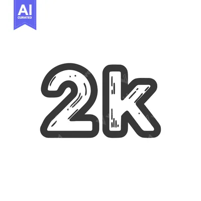 Hand-drawn "2k" Graphic: Bold, Textured Typography on White Background