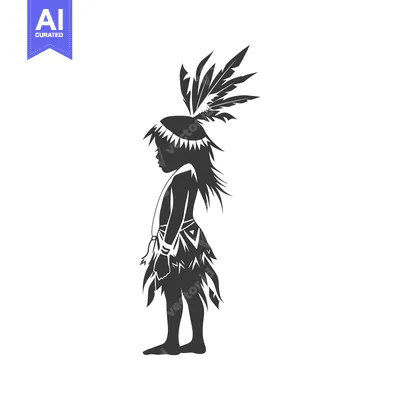 Aset premium populer: Silhouette of a Young Indigenous Person in Traditional Attire