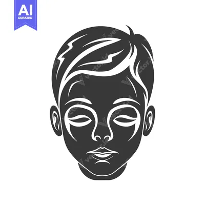 Aset premium populer: Silhouette of a Young Person with Short Hair and Closed Eyes
