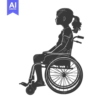 Aset desain premium: Silhouette of a Young Woman in a Wheelchair