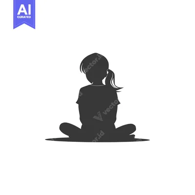 Silhouette of a Young Woman Sitting with Her Legs Crossed