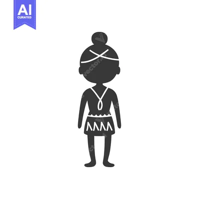 Premium design asset: Silhouette of a young woman wearing traditional tribal clothing