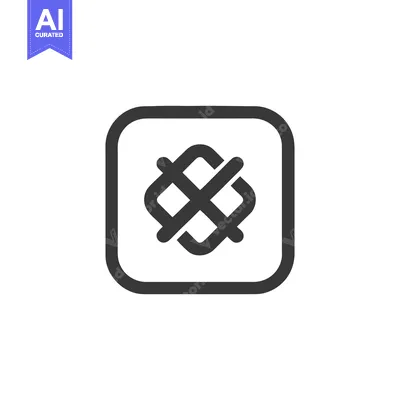 Minimalist Knot Icon in Rounded Square Frame, Dark Gray on White