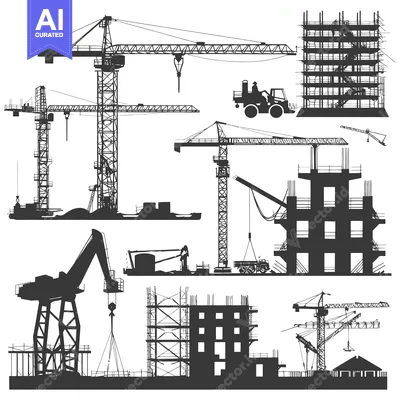 Silhouette of Construction Cranes and Buildings Under Construction