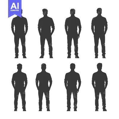 Premium design asset: Silhouette of Eight Men Standing with Hands in Pockets