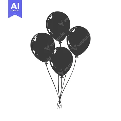 Silhouette of Four Black Balloons Tied Together