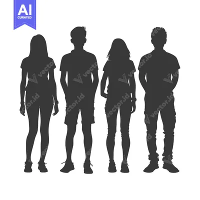 Silhouette of four people standing side by side