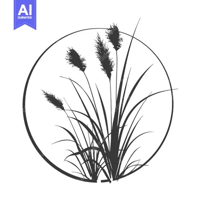 Aset premium populer: Silhouette of Grasses Enclosed in a Circle
