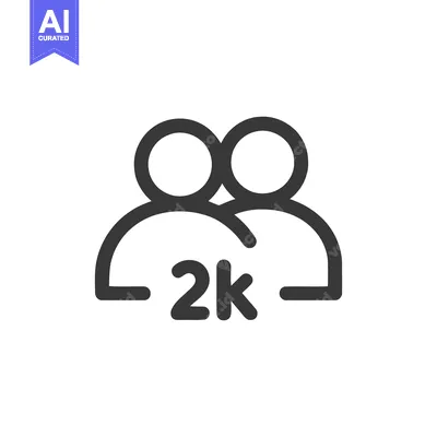Aset desain premium: Simple, Minimalist Two-Person Icon with 2K Followers Count
