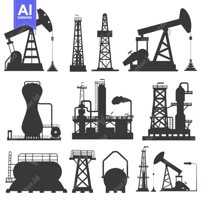 Silhouette of Oil and Gas Refinery Equipment