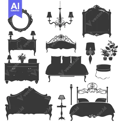 Silhouette of Ornate Furniture and Home Decor Items