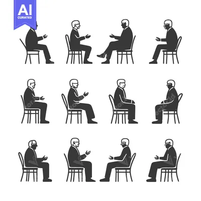 Silhouette of People Sitting on Chairs in Different Poses