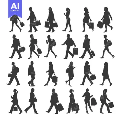 Aset premium populer: Silhouette of People Walking with Shopping Bags