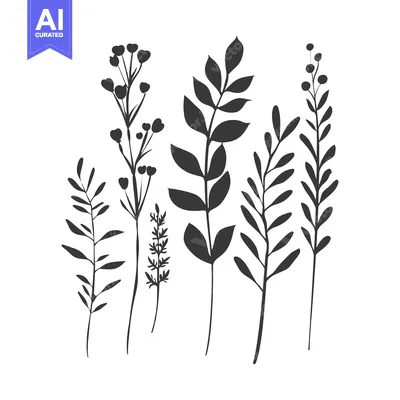 Premium design asset: Silhouette of Six Different Types of Wildflowers