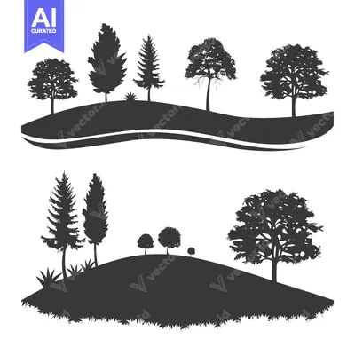 Silhouette of Trees and Grass in a Landscape Setting