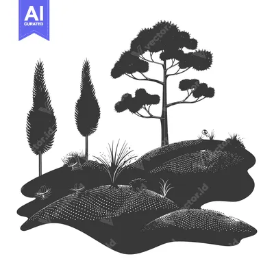Popular premium asset: Silhouette of Trees and Hills in a Landscape Setting