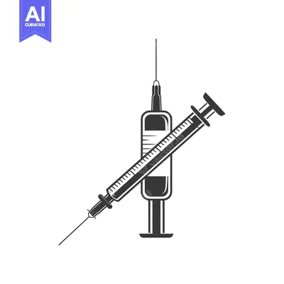 Premium design asset: Silhouette of Two Intersecting Syringes