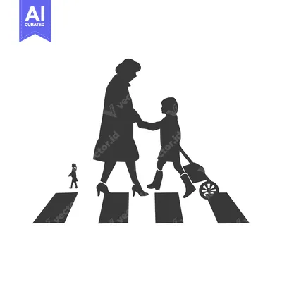 Silhouette of Two People Crossing a Crosswalk