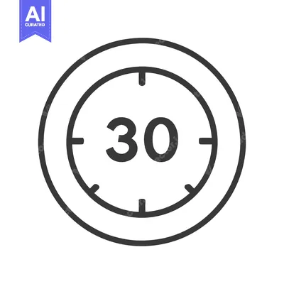 Minimalist 30-Minute Timer Icon: Clean Line Art Clock Graphic