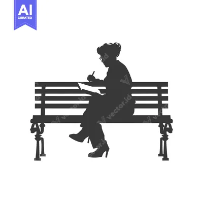 Popular premium asset: Silhouette of Woman Sitting on a Bench Writing