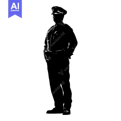 Popular premium asset: Silhouette of a Police Officer Standing at Attention