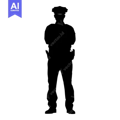 Silhouette of a Police Officer with Hands Clasped in Front