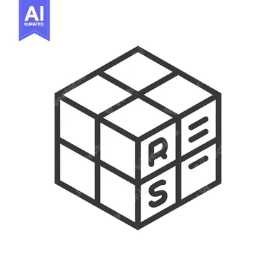 3D Cube with 'RS' Letters and Lines
