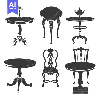 Silhouette Set of Antique Tables and Chairs
