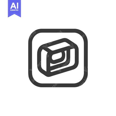 Minimalist Abstract Icon: Geometric Shape within Rounded Square, Moder