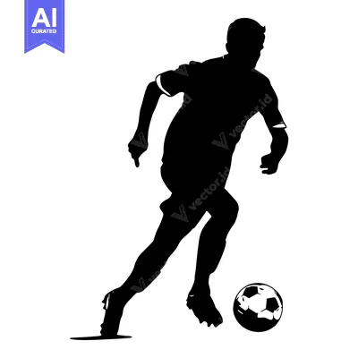 Aset desain premium: Silhouette of a Soccer Player Running with a Ball
