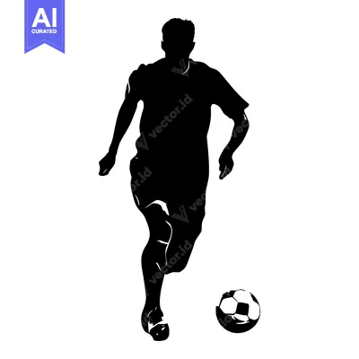 Silhouette of a Soccer Player Dribble with the Ball
