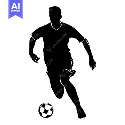 Silhouette of a Soccer Player Kicking a Ball