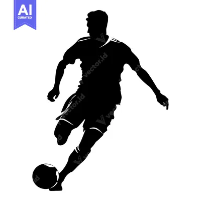 Silhouette of a Soccer Player Kicking a Ball