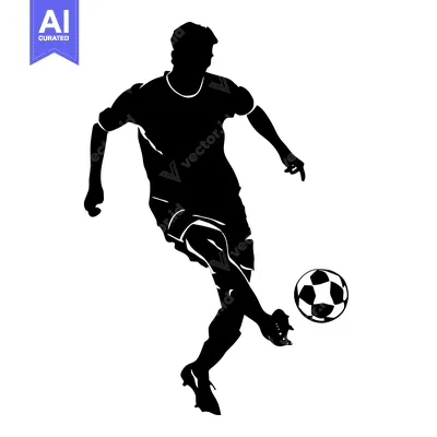 Aset desain premium: Silhouette of a Soccer Player Kicking the Ball