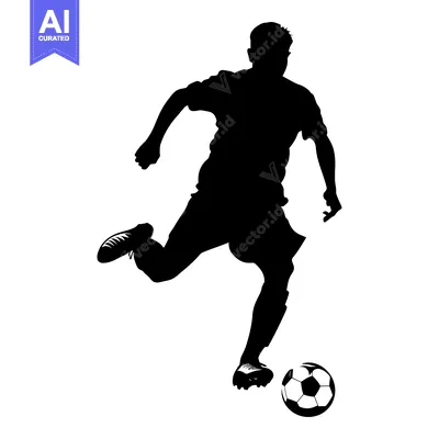 Aset desain premium: Silhouette of a Soccer Player Kicking a Ball