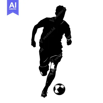 Aset premium populer: Silhouette of a soccer player dribbling the ball