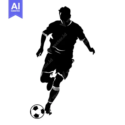 Popular premium asset: Silhouette of a soccer player dribbling the ball
