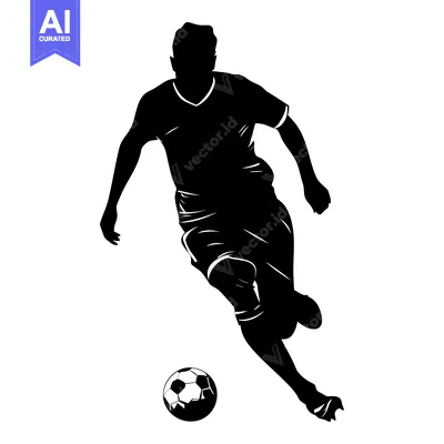 Aset desain premium: Silhouette of a Soccer Player Dribbling the Ball