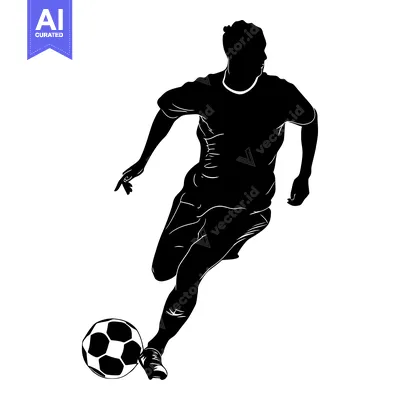 Aset premium populer: Silhouette of a Soccer Player Kicking a Ball