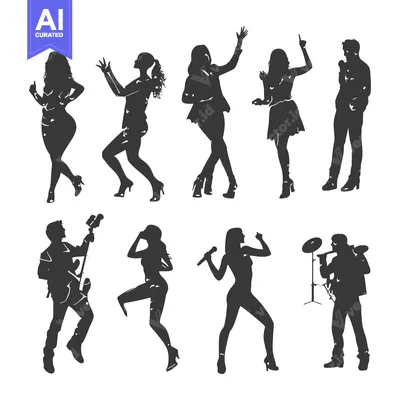 Aset desain premium: Silhouettes of a Band Performing on Stage