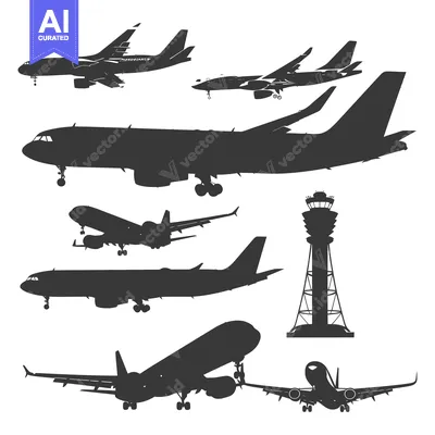 Silhouettes of Airplanes Landing and Taking Off at an Airport