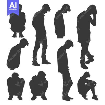Aset premium populer: Silhouettes of a Man in Various Poses