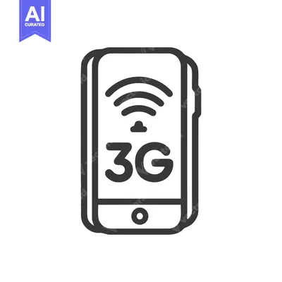 Simple Line Art Illustration of a Smartphone with 3G Wireless Connecti